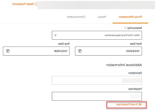 An illustration of the Email Passphrase link